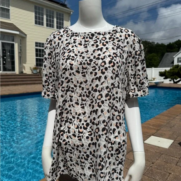 LOFT White and Black Blouse Elegant Top - Picture 1 of 9